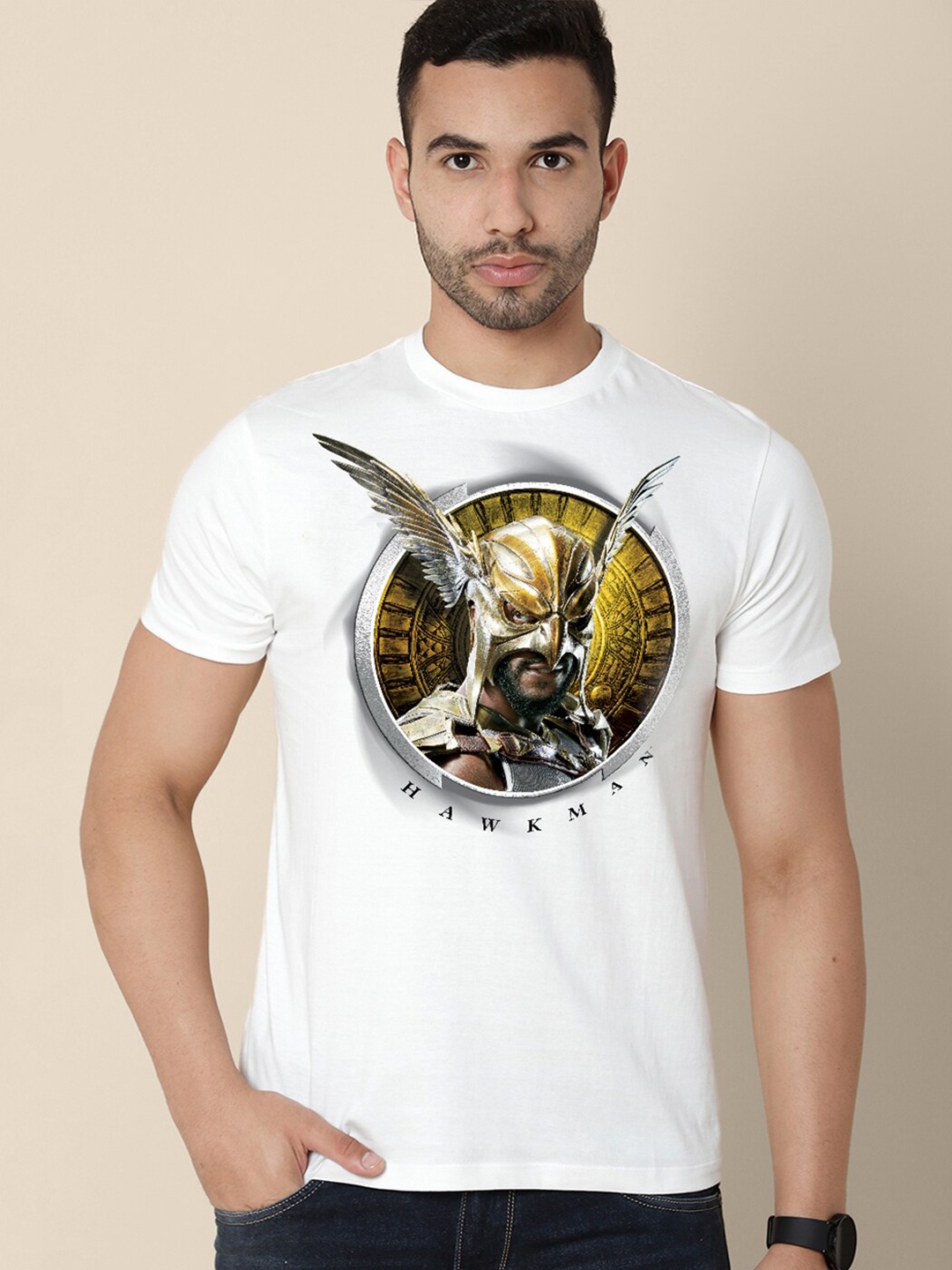 

Free Authority Black Adam Printed Tshirt For Men, White