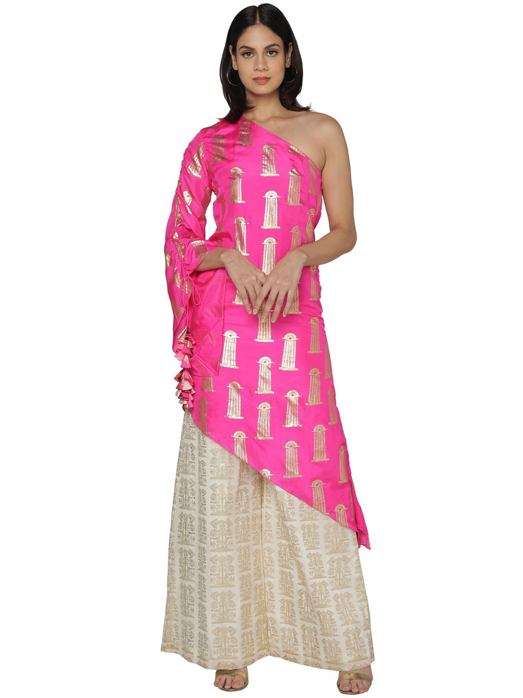 

Masaba Women Pink Ethnic Printed Tunic with Palazzo Co-Ords Set