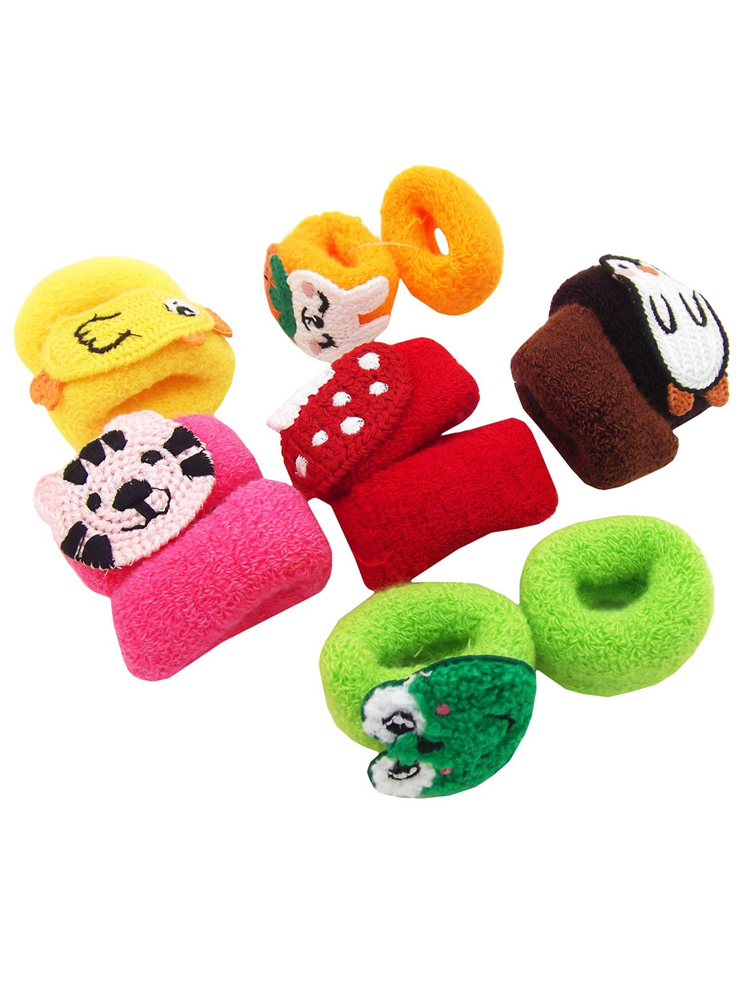 

FEMMIBELLA Women Pink & Green Set of 12 Ponytail Holders