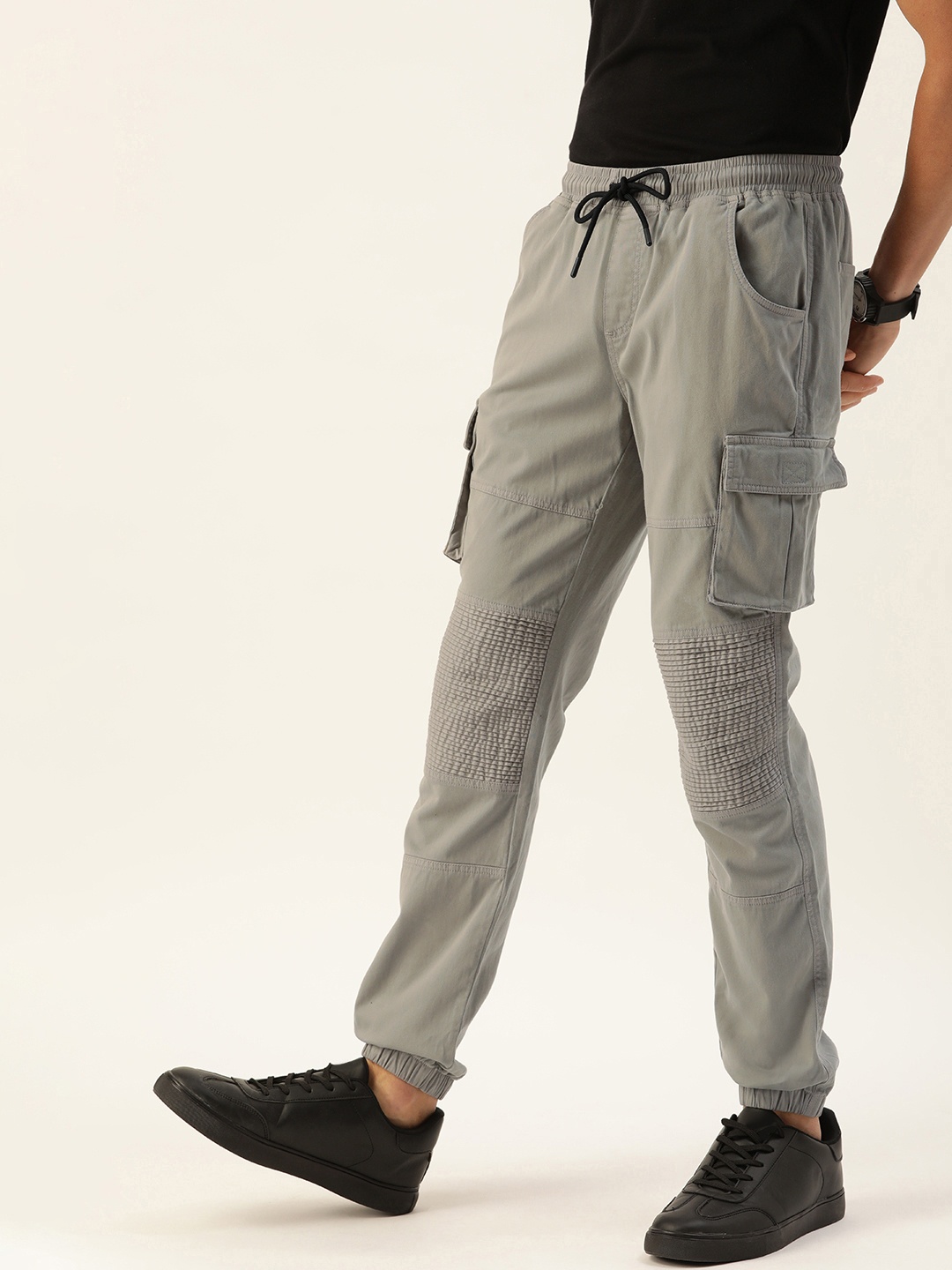 

Bene Kleed Men Regular Fit Cotton Lycra Cargo Joggers, Grey