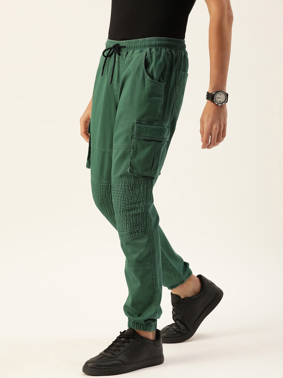 

Bene Kleed Men Solid Regular Fit Cotton Lycra Cargo Joggers, Green