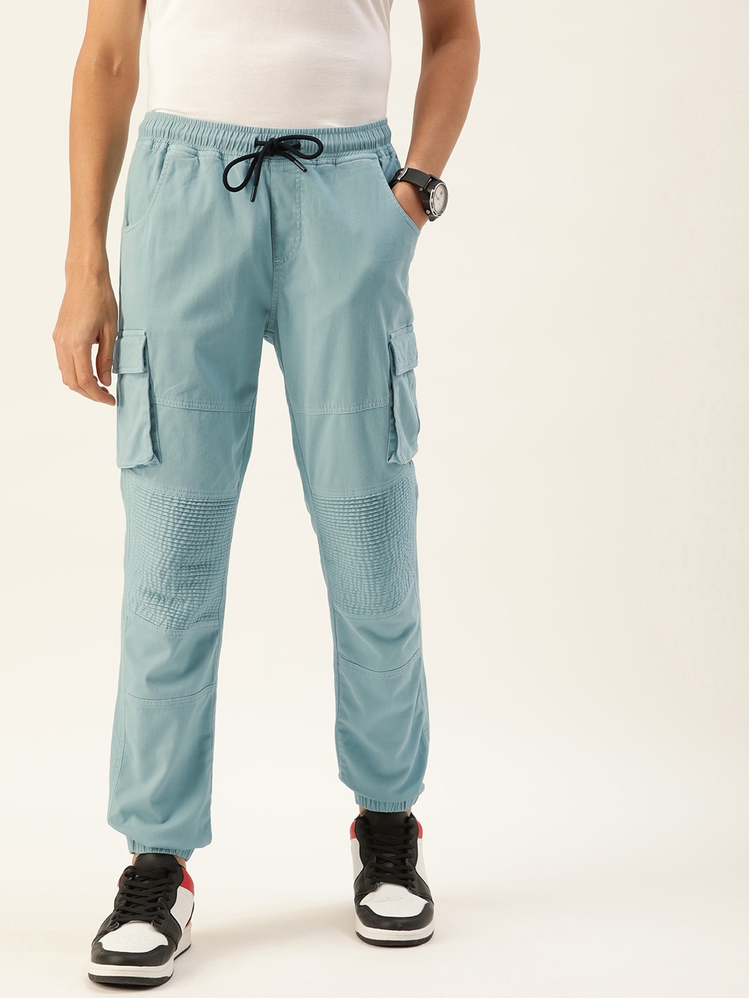 

Bene Kleed Regular Fit Cotton Lycra Cargo Joggers, Blue