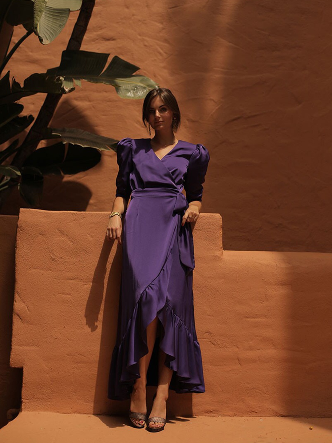 

KHUSHBOO AND PANKAJ Women Purple Satin Ruffle Dress