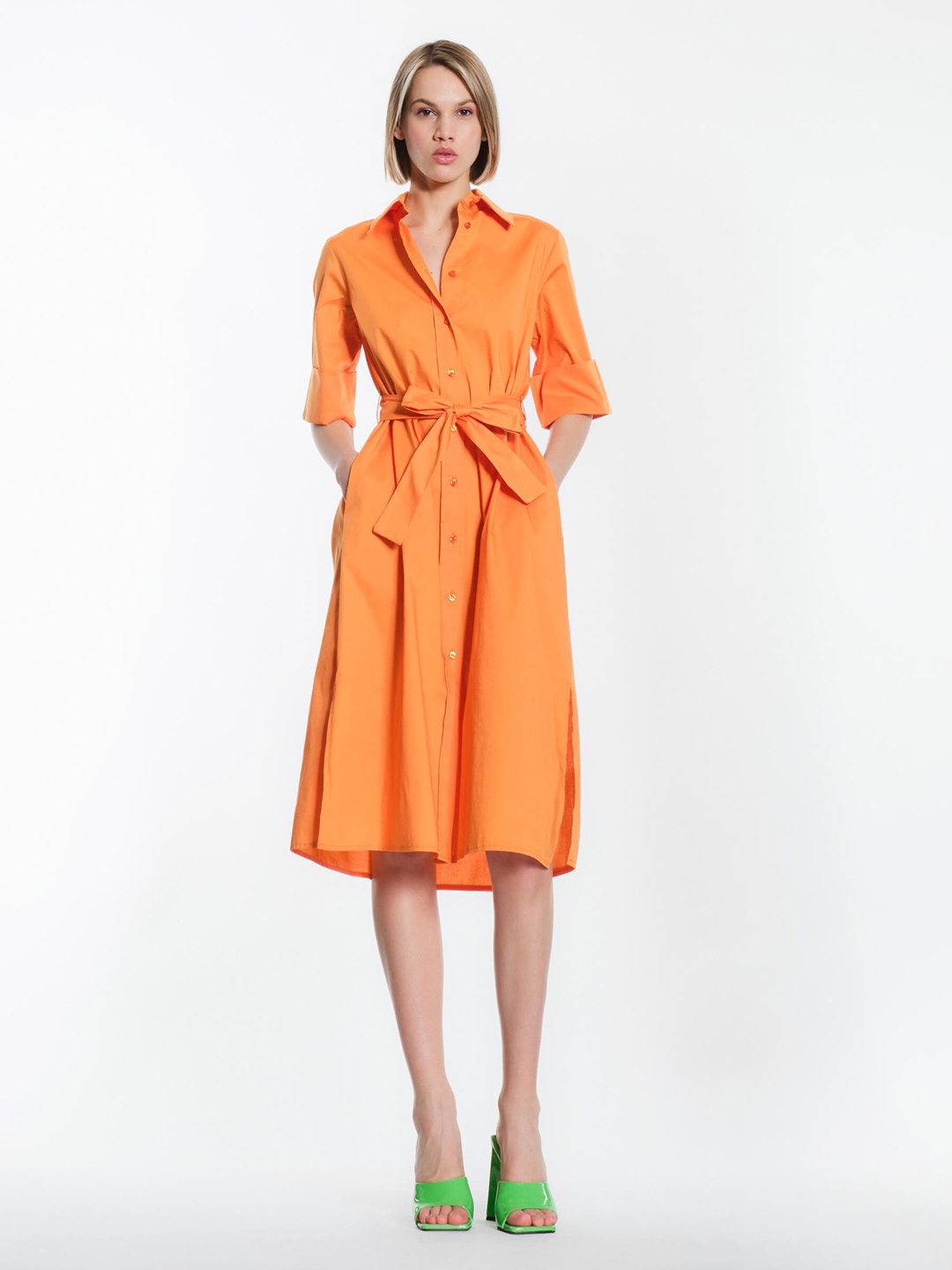 

KHUSHBOO AND PANKAJ Women Orange Shirt Dress