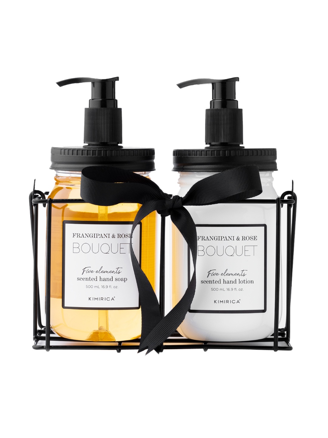 

Kimirica Set of Frangipani & Rose Bouquet Scented Hand Soap & Hand Lotion - 500 ml each, Transparent