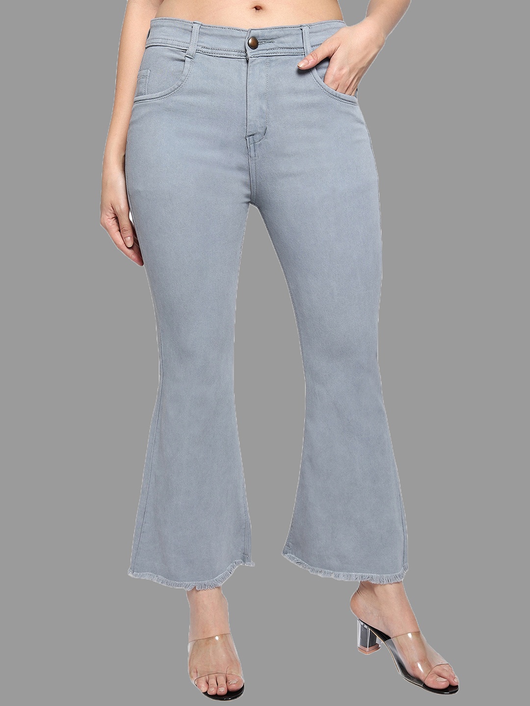 

LIVE OK Women Grey Bootcut High-Rise Mildly Distressed Stretchable Jeans