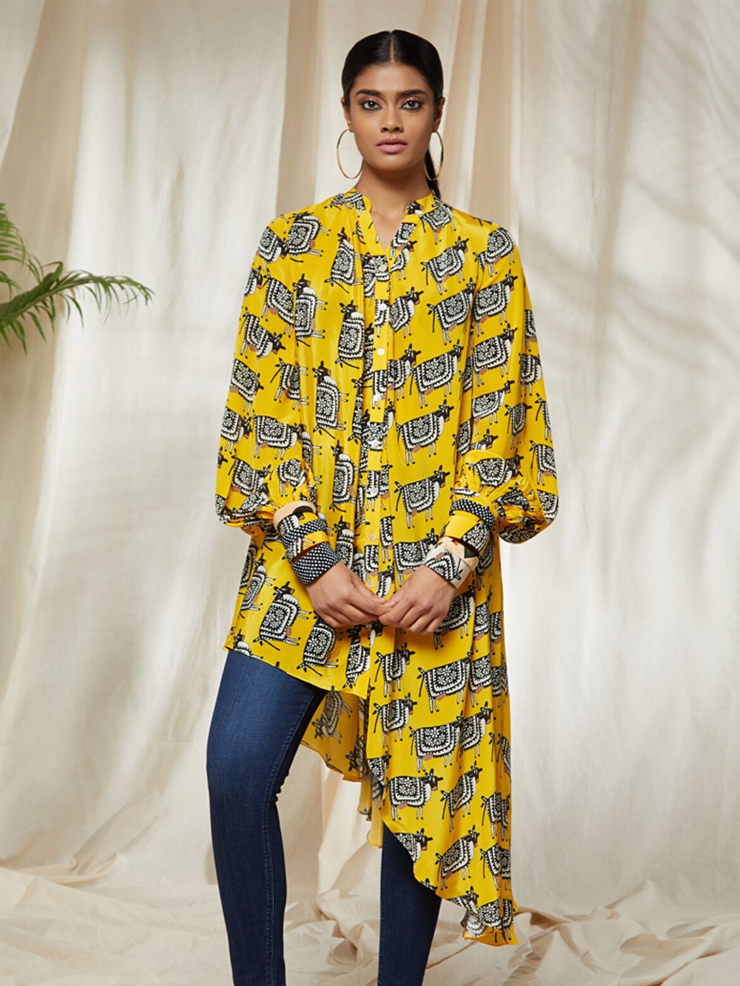 

Masaba Comfort Printed Casual Shirt, Yellow