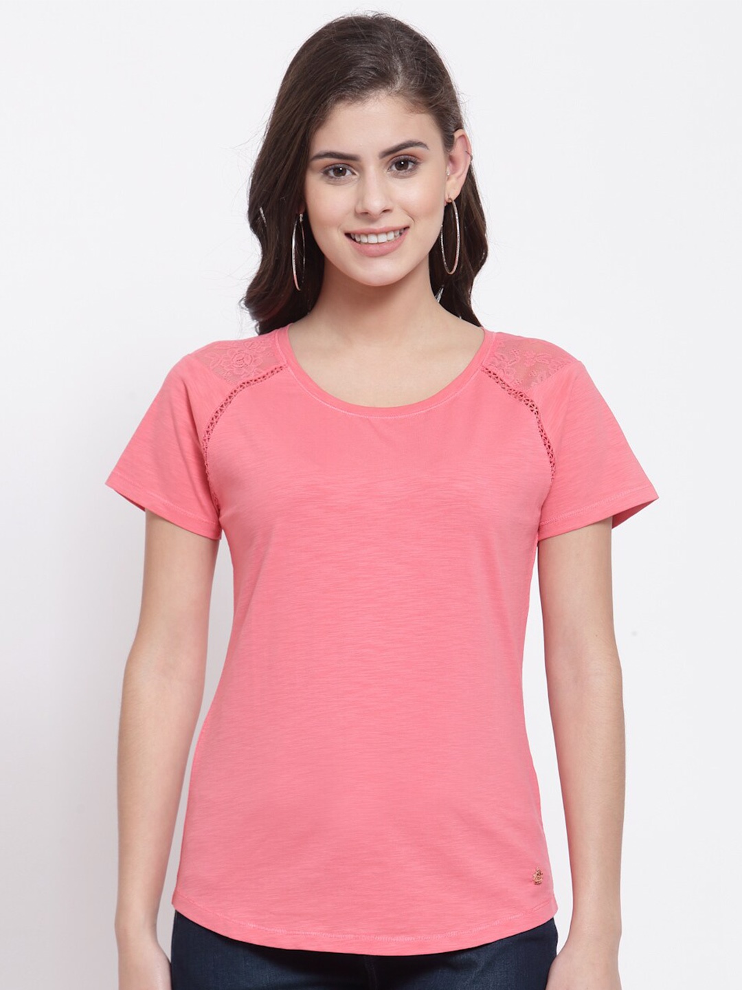 

Juelle Women Coral Slim Fit T-shirt