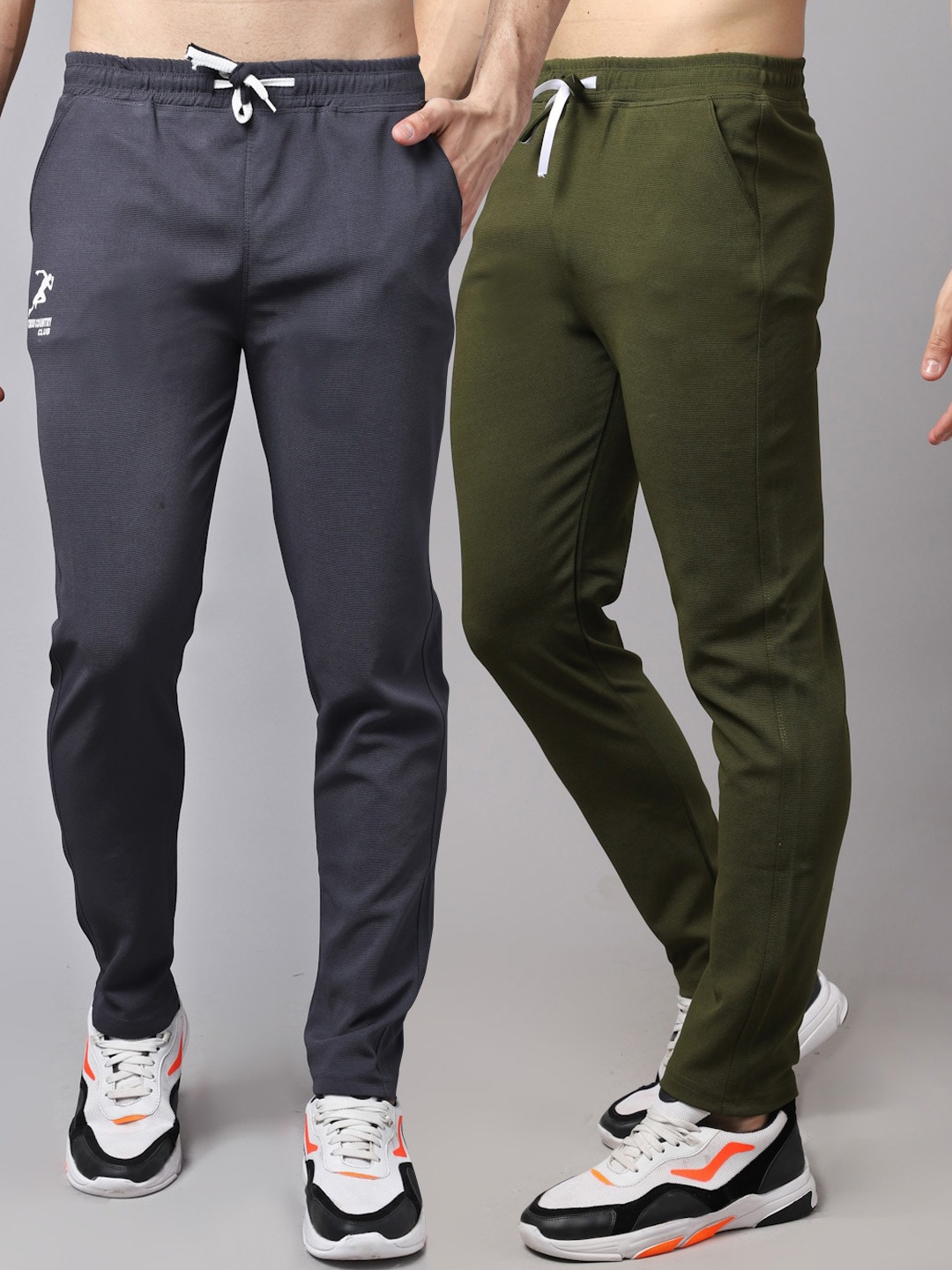 

GRACIT Men Pack Of 2 Solid Track Pants, Grey