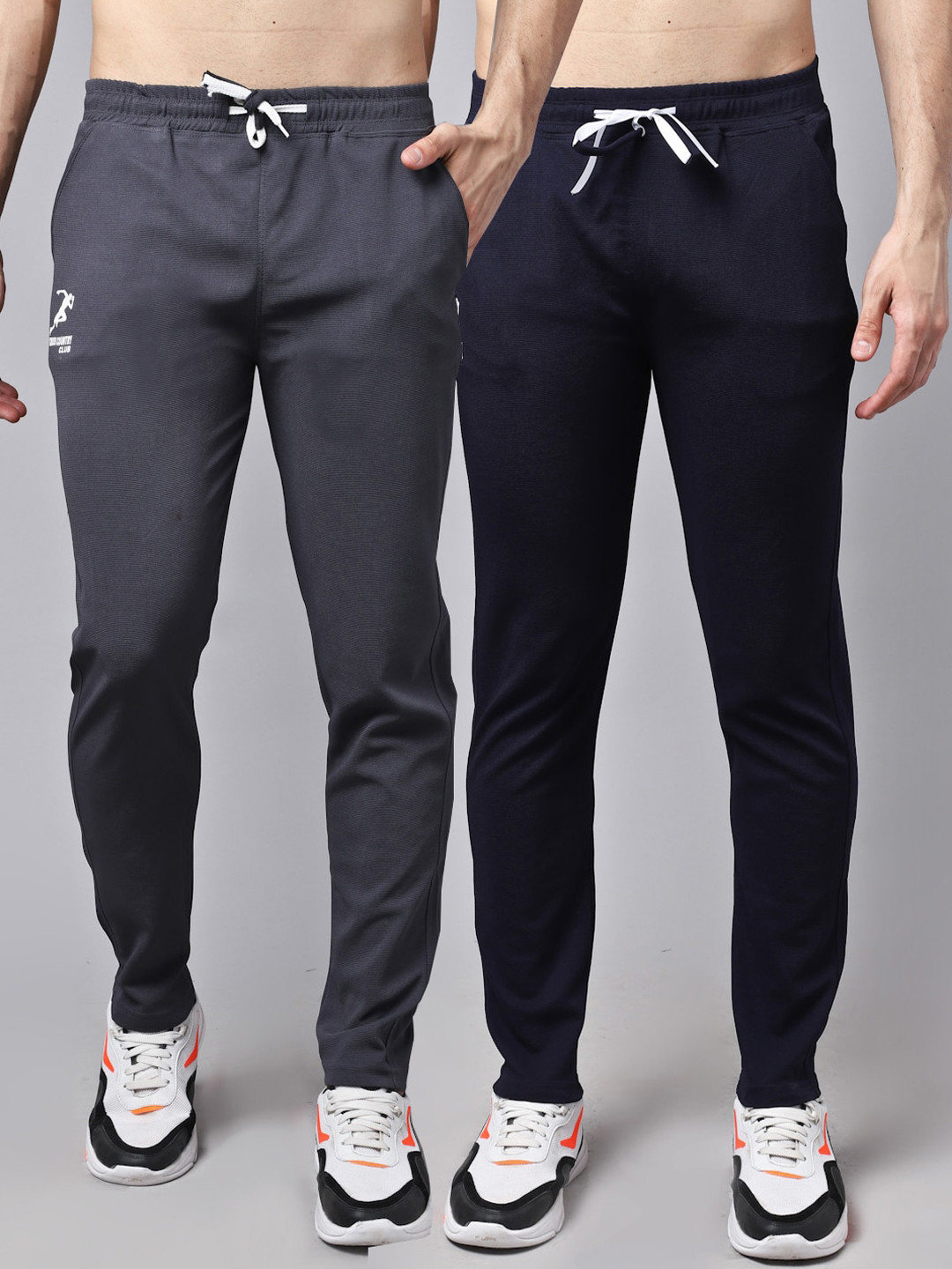 

GRACIT Men Pack Of 2 Solid Track Pants, Grey