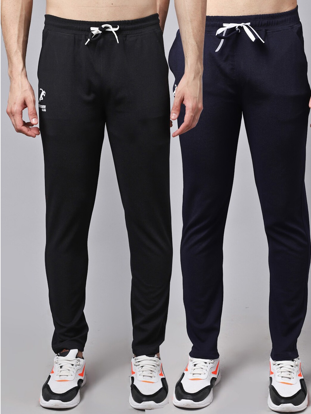 

GRACIT Men Pack Of 2 Solid Track Pants, Black
