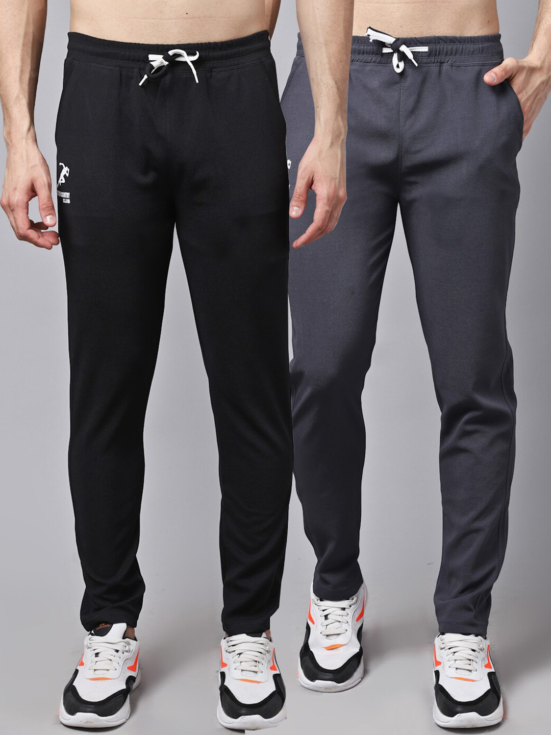 

GRACIT Men Pack Of 2 Solid Track Pants, Black