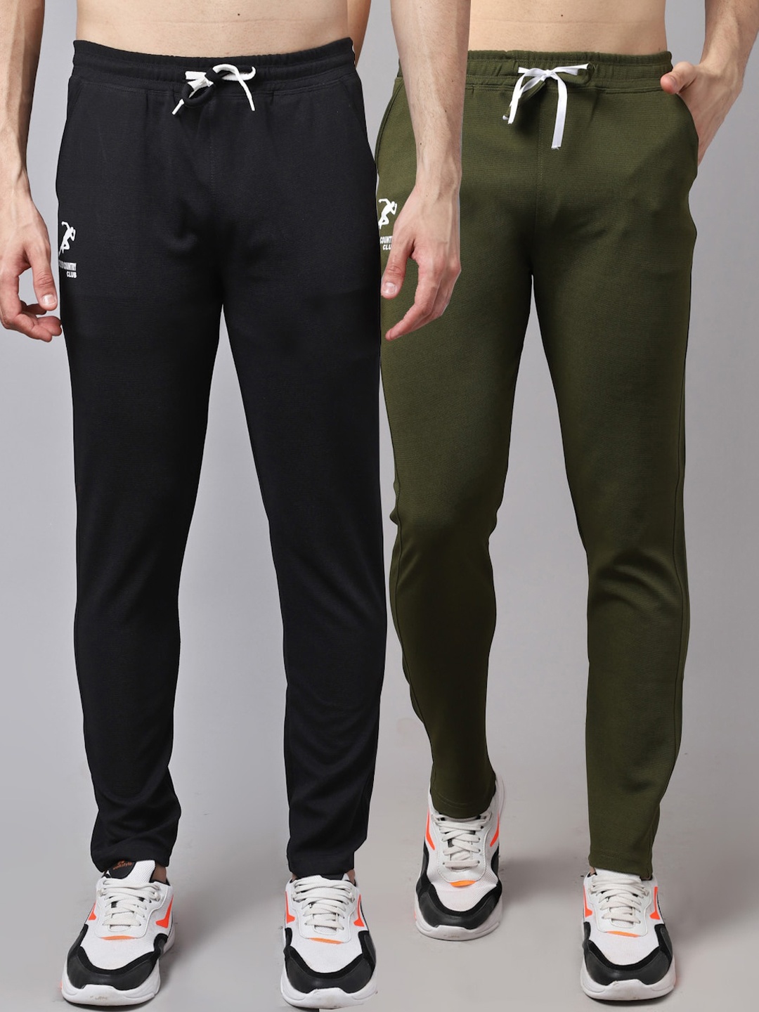 

GRACIT Men Pack Of 2 Solid Track Pants, Black