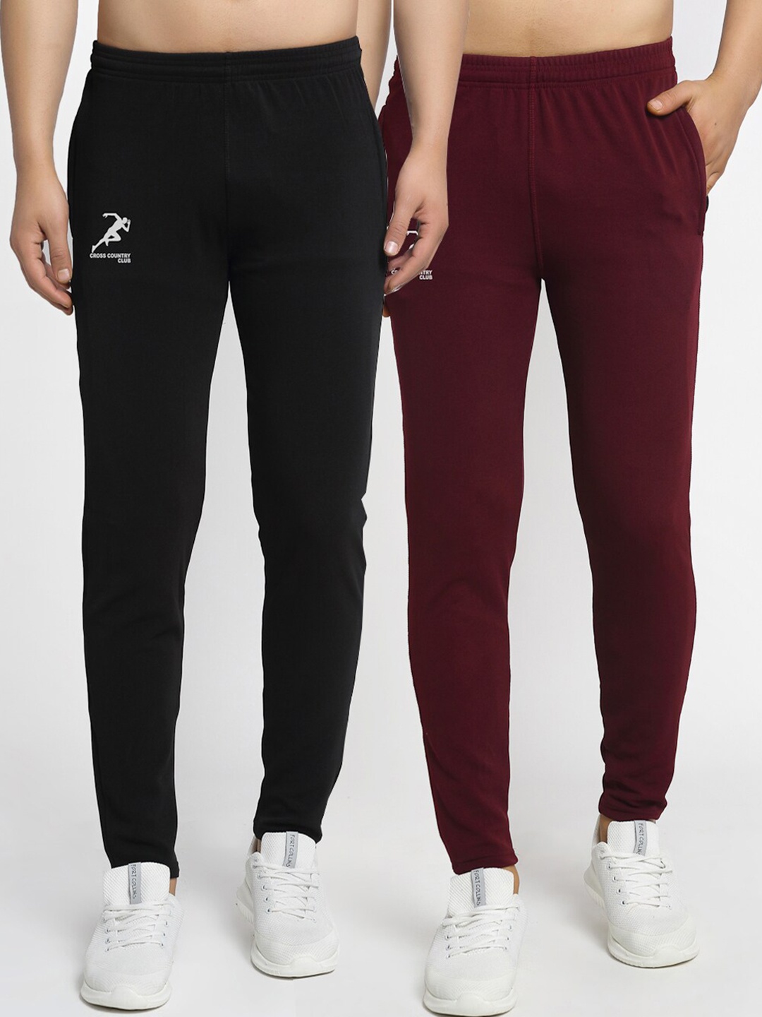 

GRACIT Men Pack Of 2 Solid Track Pants, Black