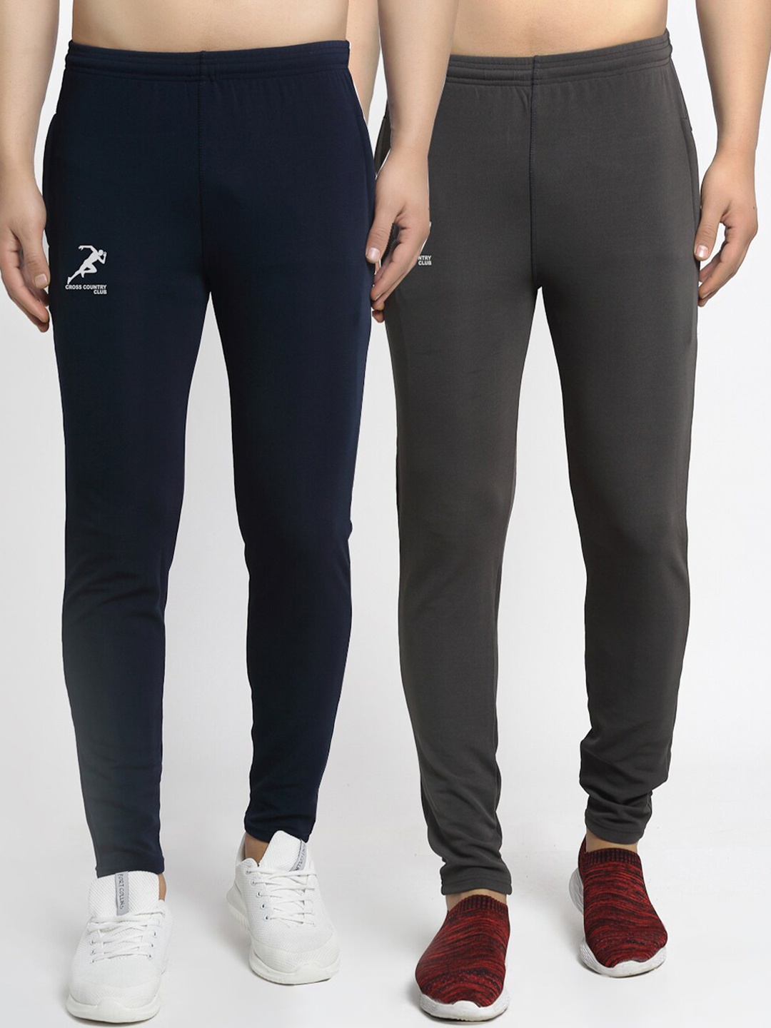 

GRACIT Men Pack Of 2 Solid Running Track Pants, Navy blue