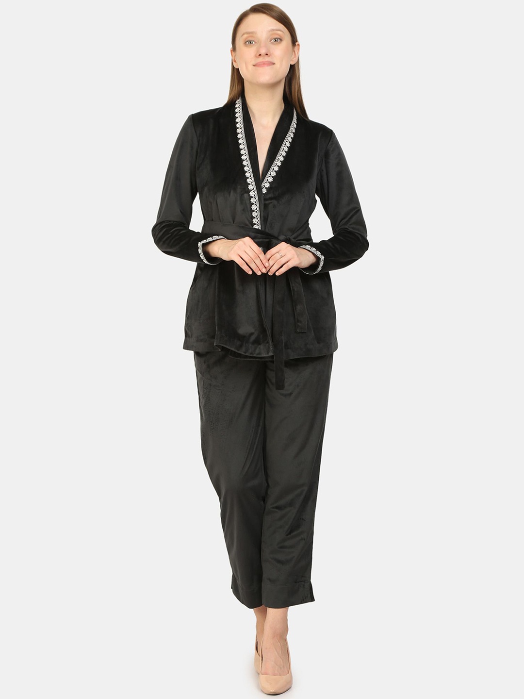 

bellamia Women Black Longline Tailored Jacket