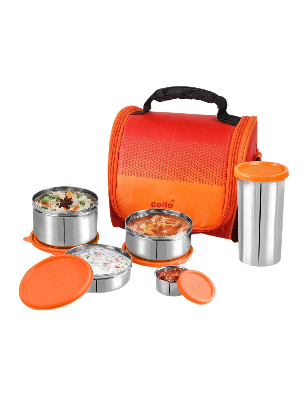 

Cello Orange Set Of 5 Max Fresh Combo 3 Lunch Box With 1 Lunch Bag
