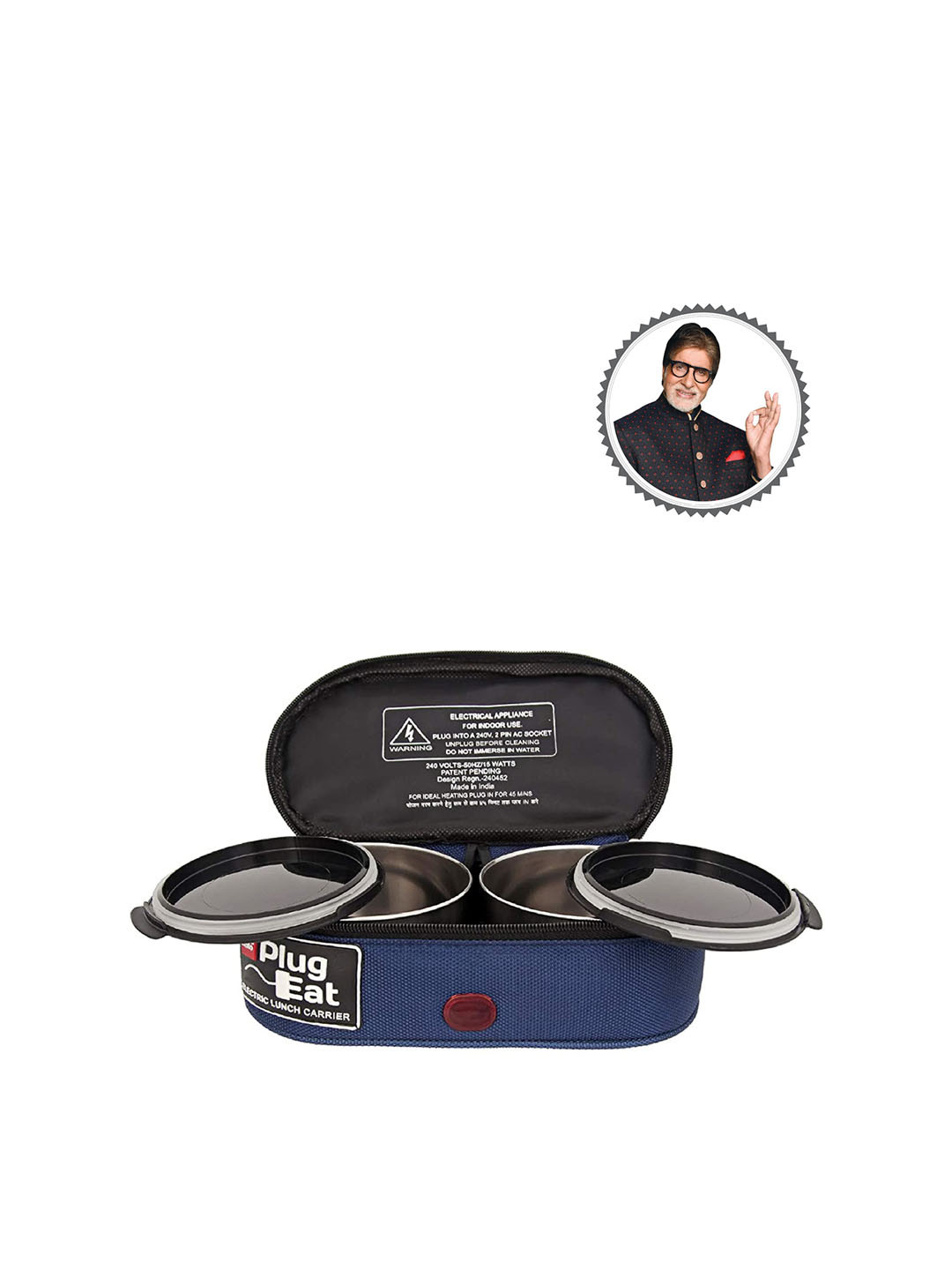

Cello Blue Set Of 2 Proton Stainless Steel Electric Lunch Box With Bag