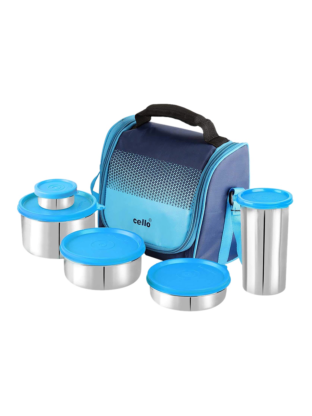 

Cello Blue & Silver Set Of 4 Solid Stainless Steel Lunch Box