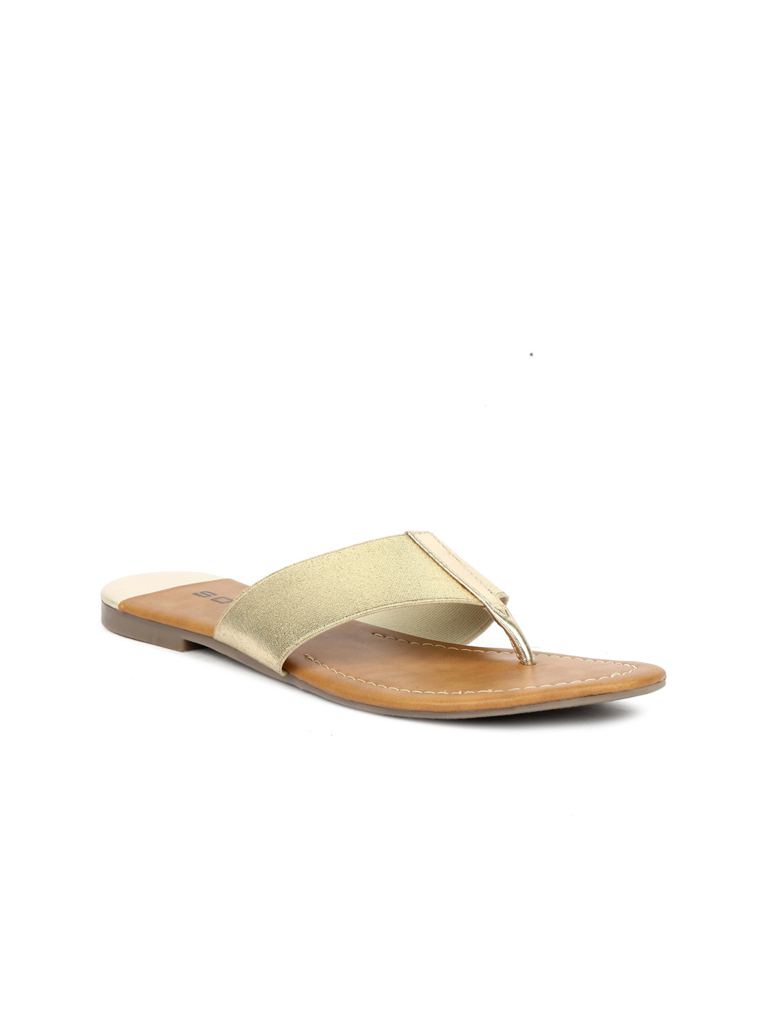 

SOLES Women Gold-Toned Open Toe Flats
