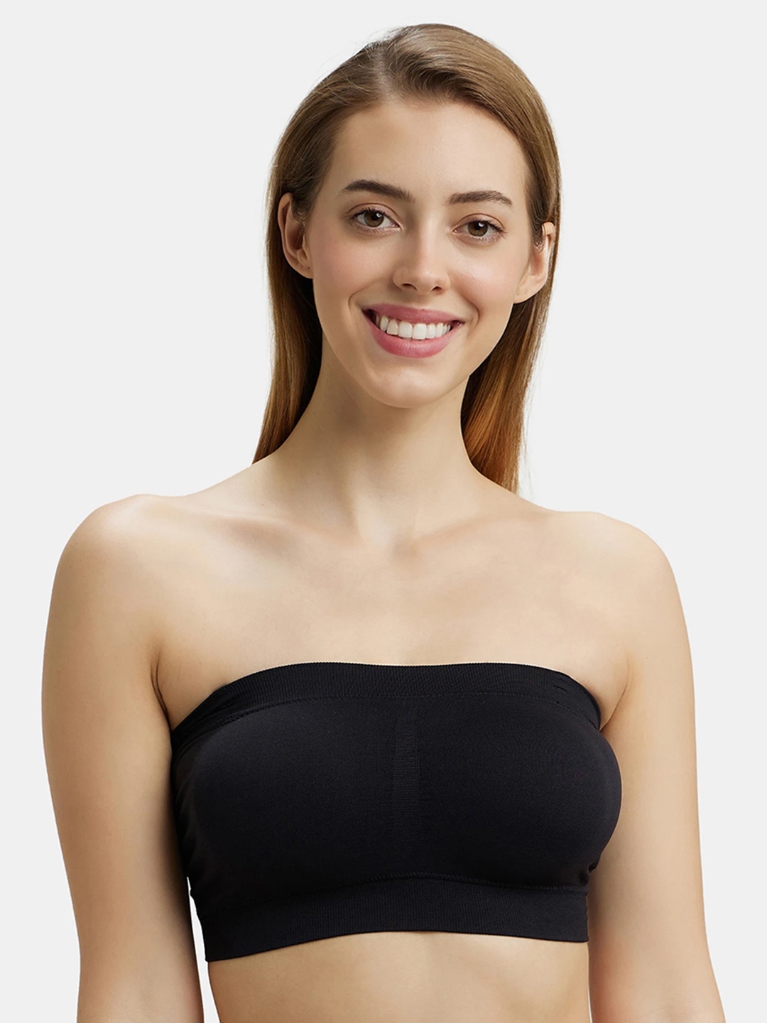 

Jockey Wirefree Padded Micro Touch Nylon Elastane Stretch Full Coverage Bandeau Bra-1545, Black