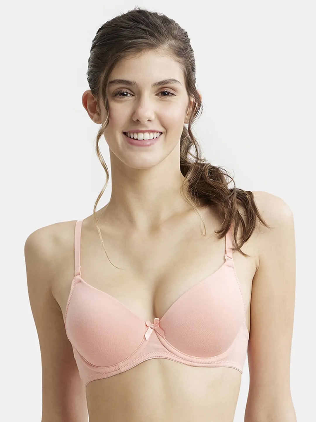 

Jockey UnderWired Padded Cotton Medium Coverage Multiway Styling Tshirt Bra-1245, Pink