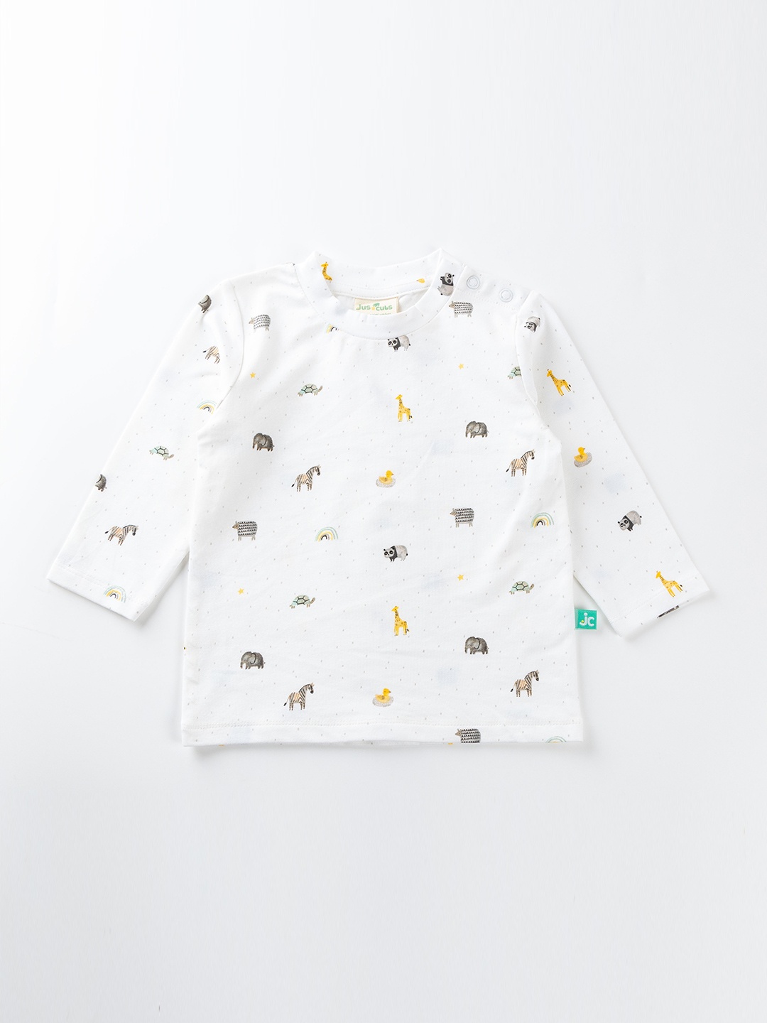

JusCubs Boys White Cotton Printed T-shirt