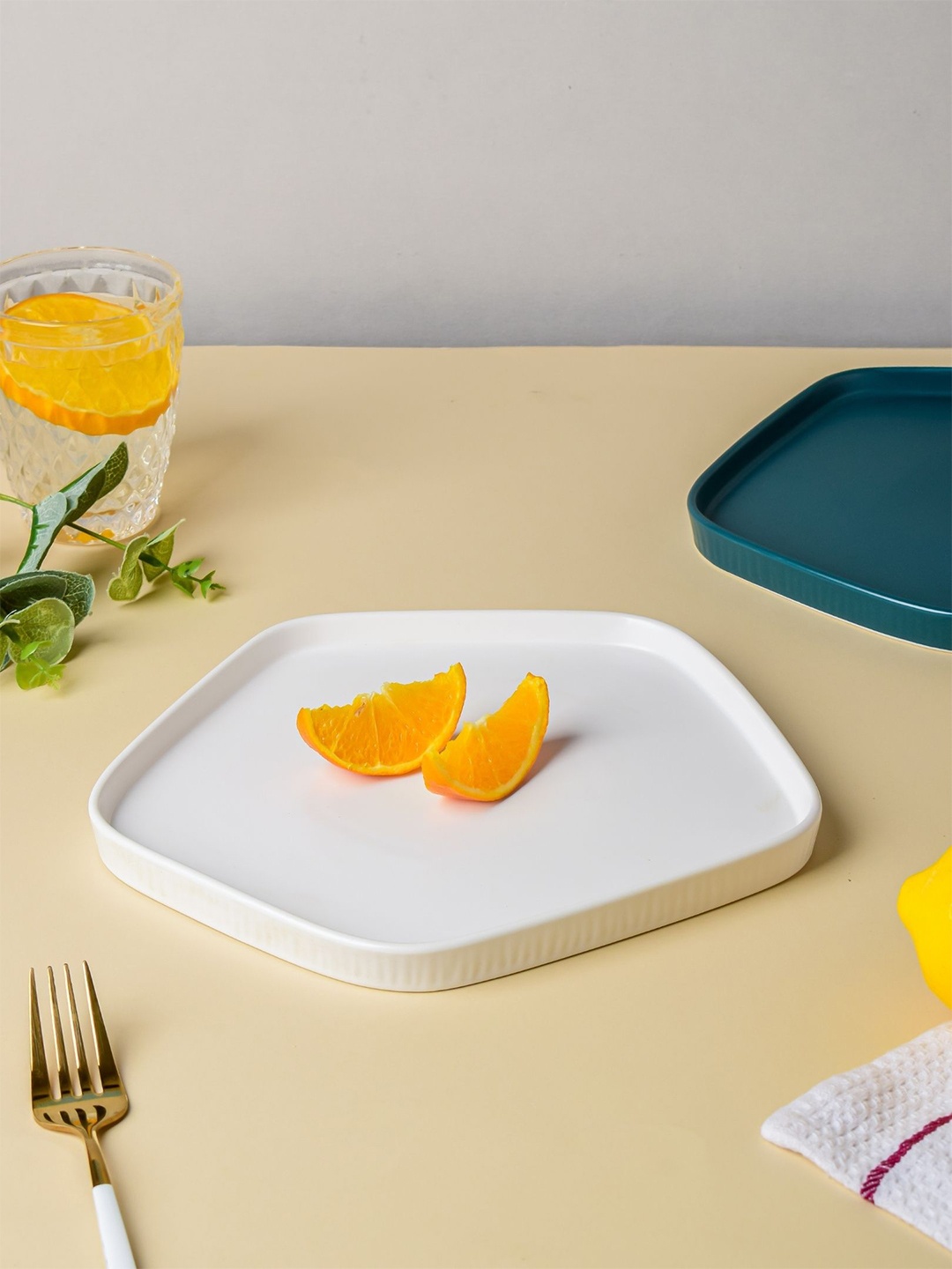 

Nestasia White Geometric Microwave safe Ceramic Pentagon Plate