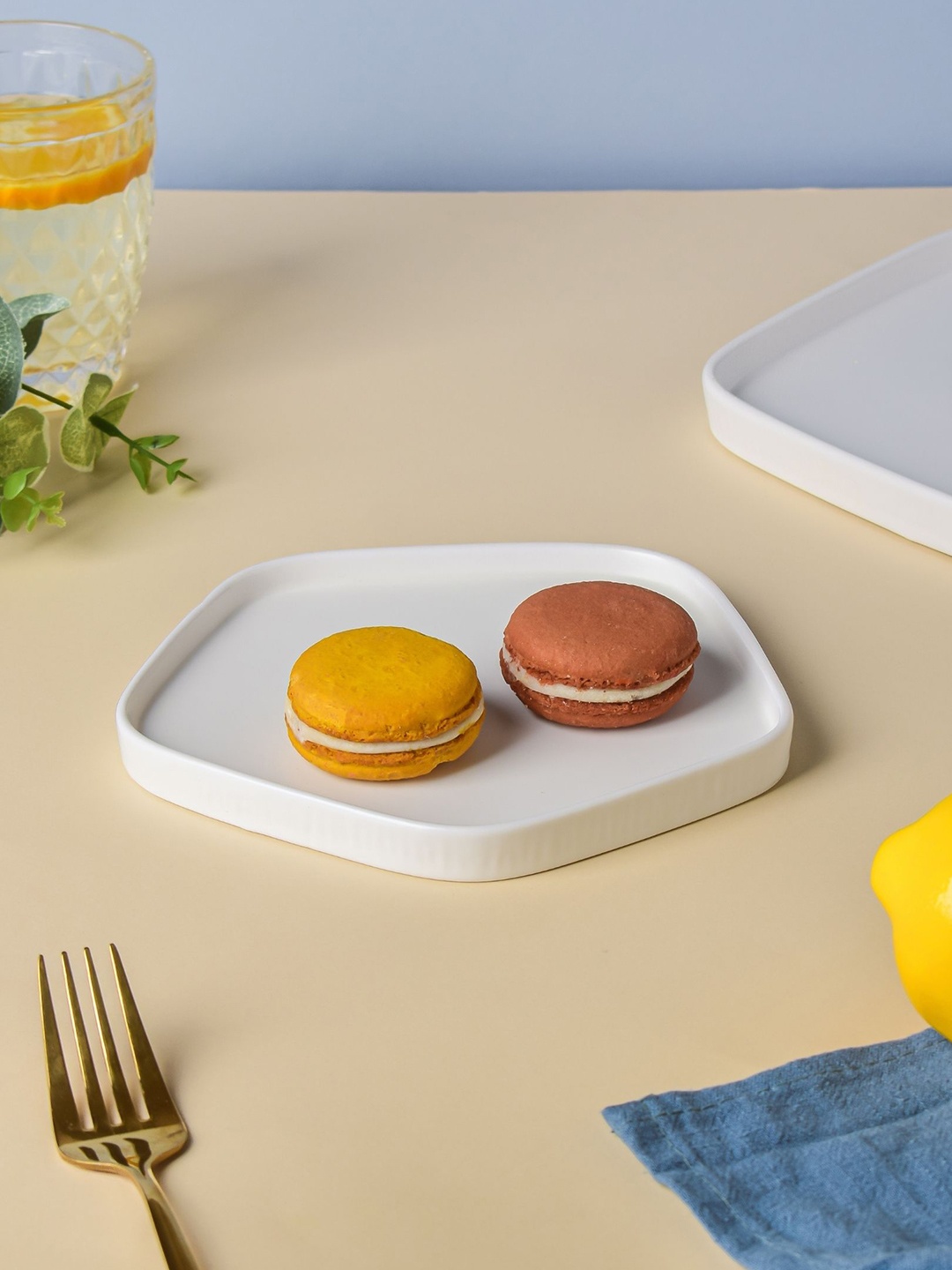 

Nestasia White Pentagon Microwave safe Ceramic Snack Plate