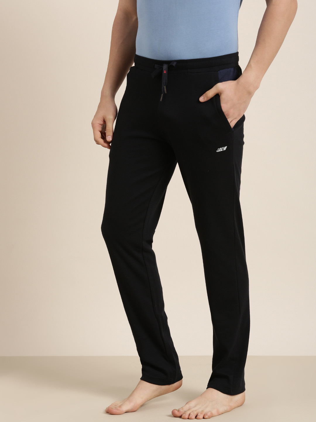 

Sweet Dreams Men Navy Blue Solid Regular Fit Mid-Rise Knitted Straight Lounge Pants