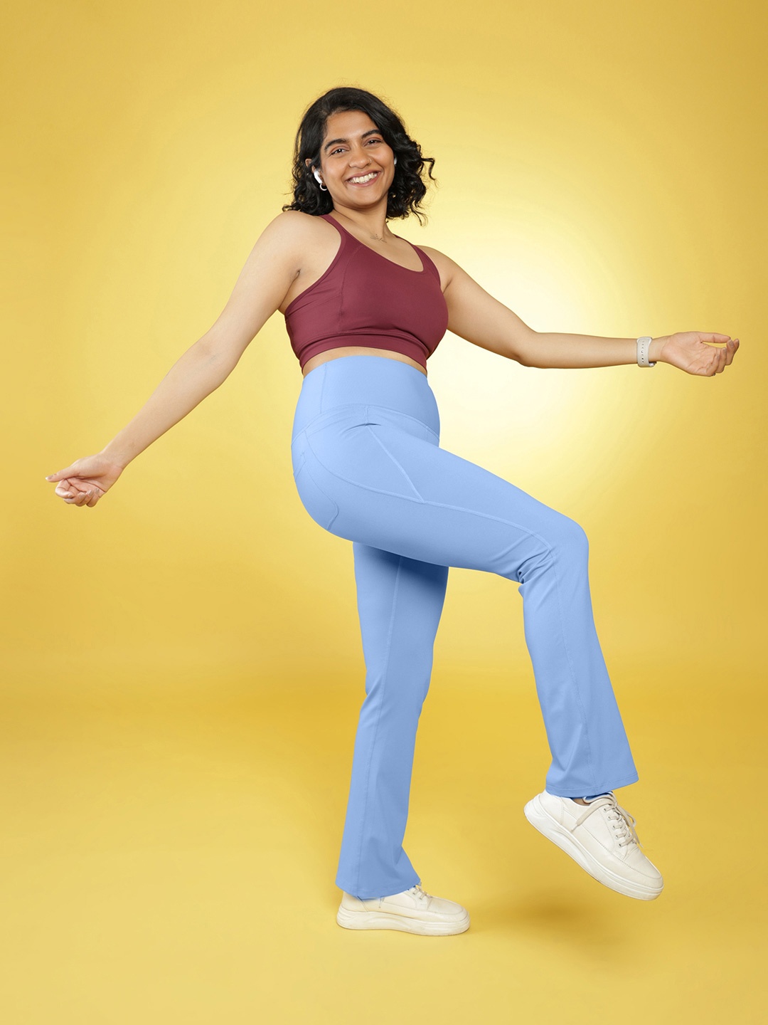 

Blissclub Women Bloom High Waist The Ultimate Flare Track Pants, Blue