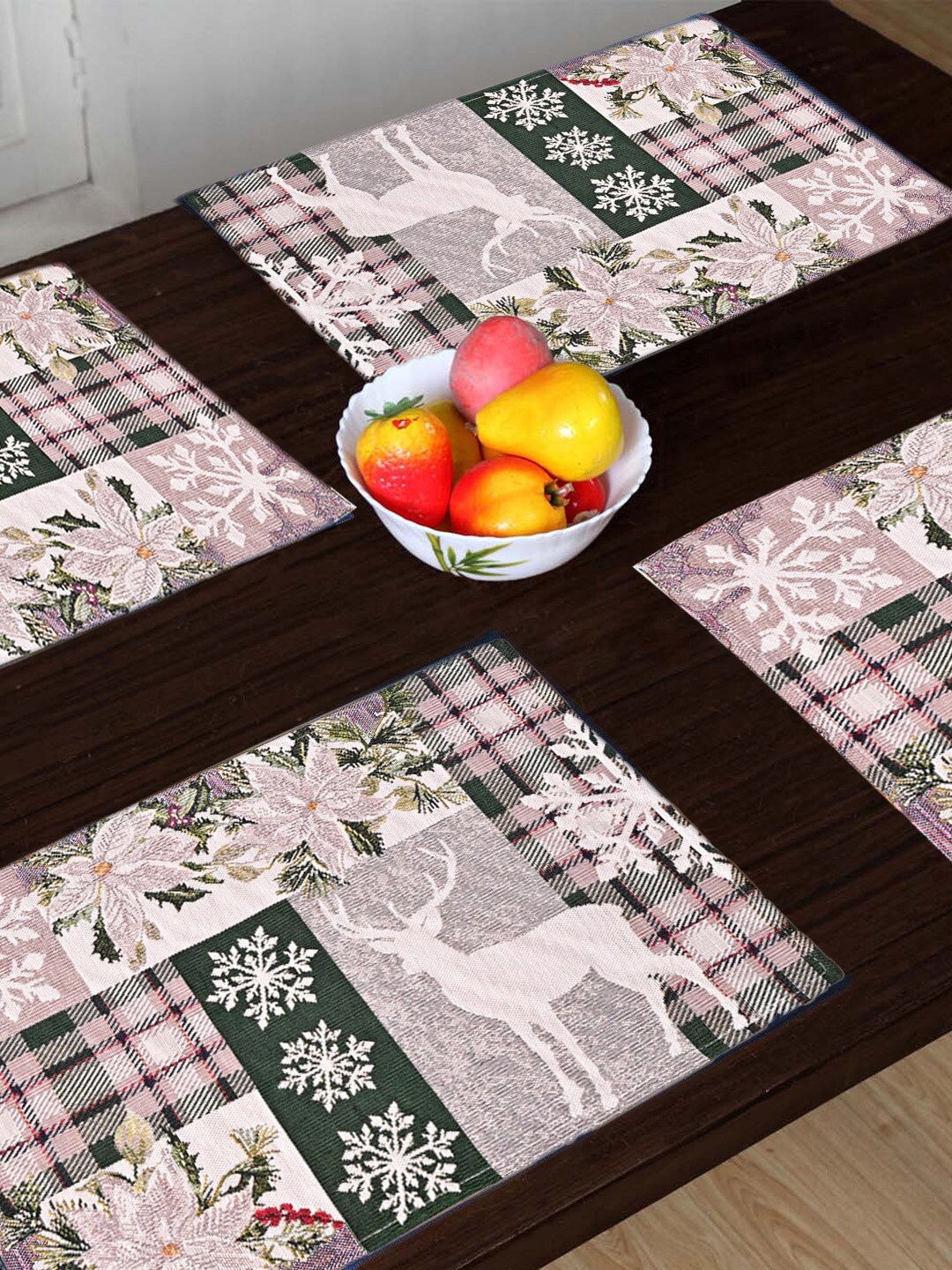 

AVI Living Set of 4 Purple & Black Christmas Jaquard Woven Dining Table Placemats