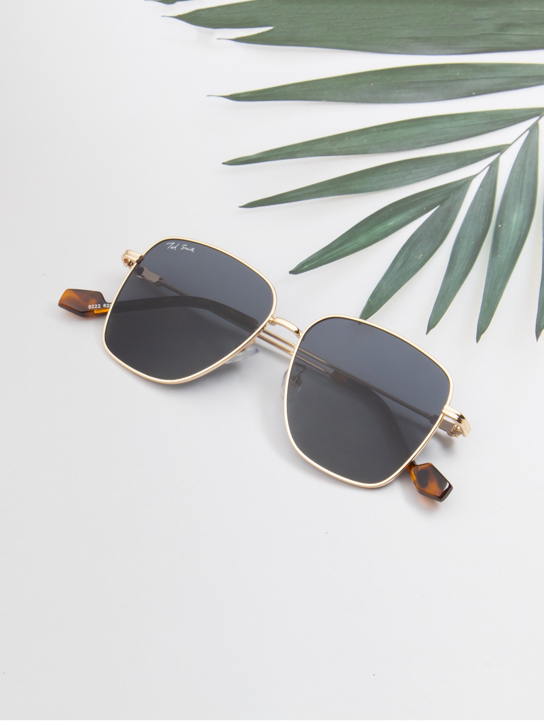 

Ted Smith Unisex Grey Lens & Gold-Toned Square Sunglasses with UV Protected Lens