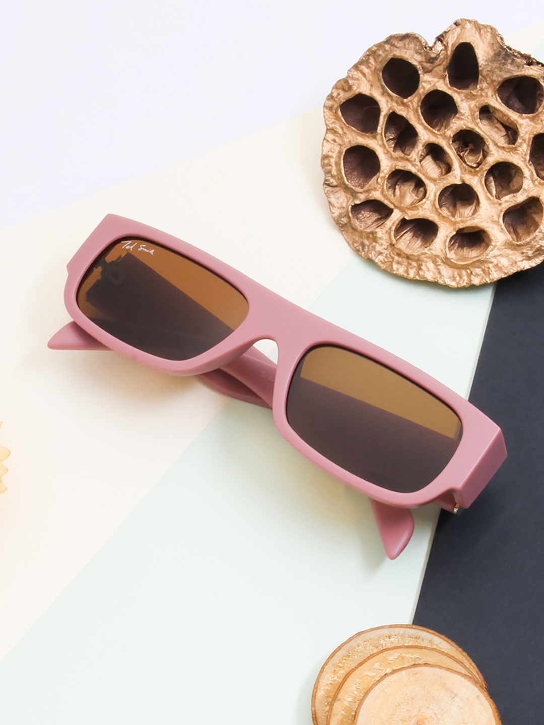 

Ted Smith Brown Lens & Pink Wayfarer Sunglasses with UV Protected Lens