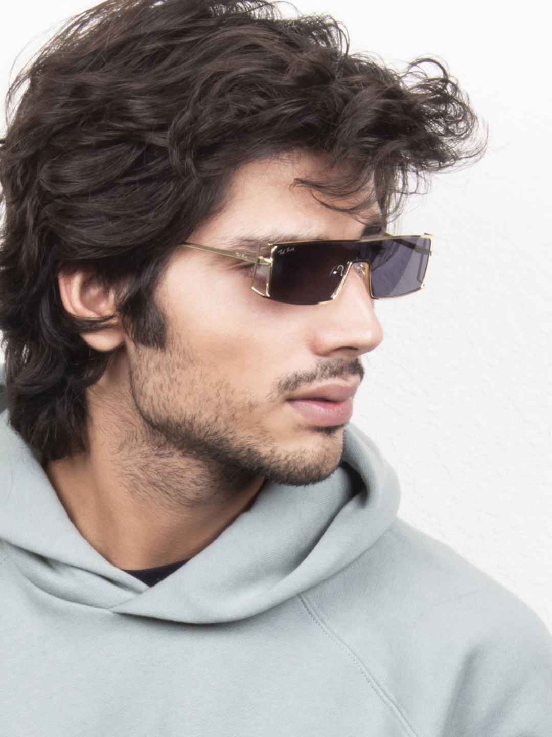 

Ted Smith Black Lens & Gold-Toned Shield Sunglasses with UV Protected Lens BLADE_C1-Black