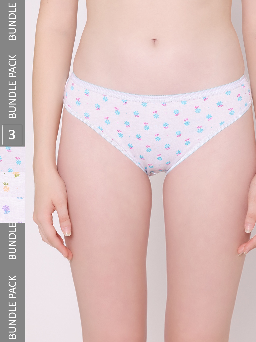 

Bodycare Women Pack of 3 Assorted Cotton Hipster Briefs