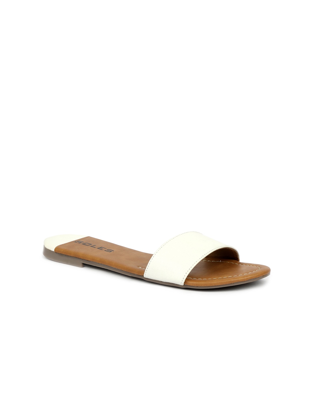 

SOLES Women White Open Toe Flats