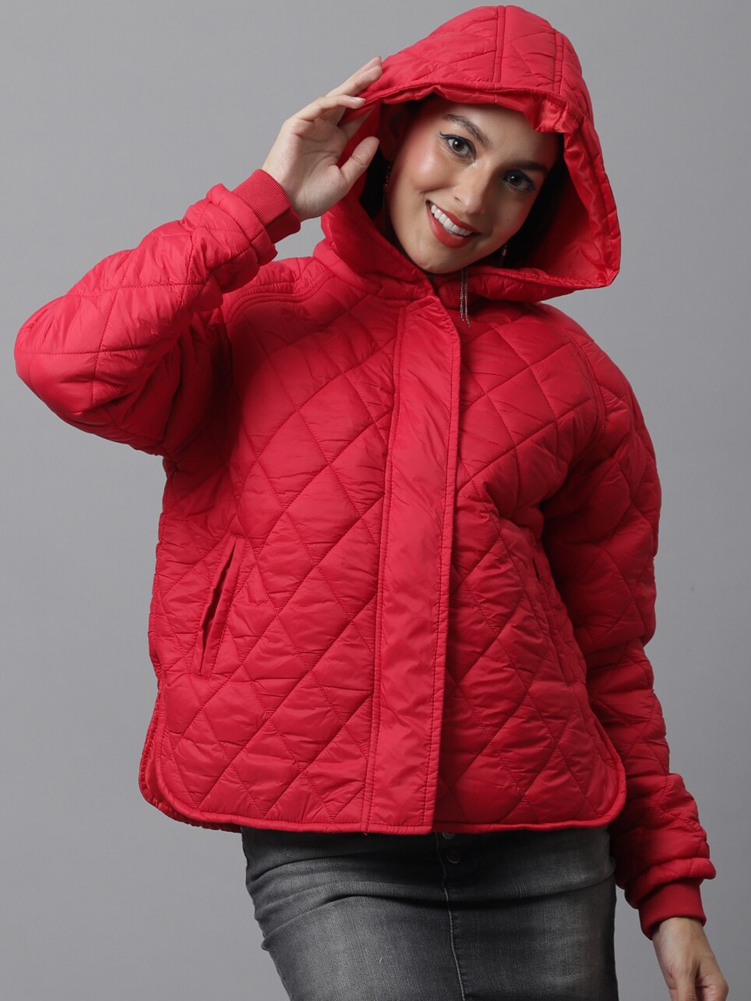 

PERFKT-U Women Red Lightweight Outdoor Quilted Jacket