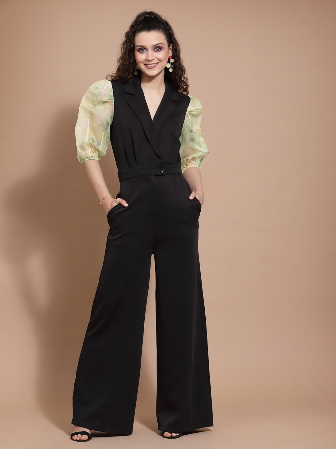 

KASSUALLY Women Black & Green Basic Jumpsuit