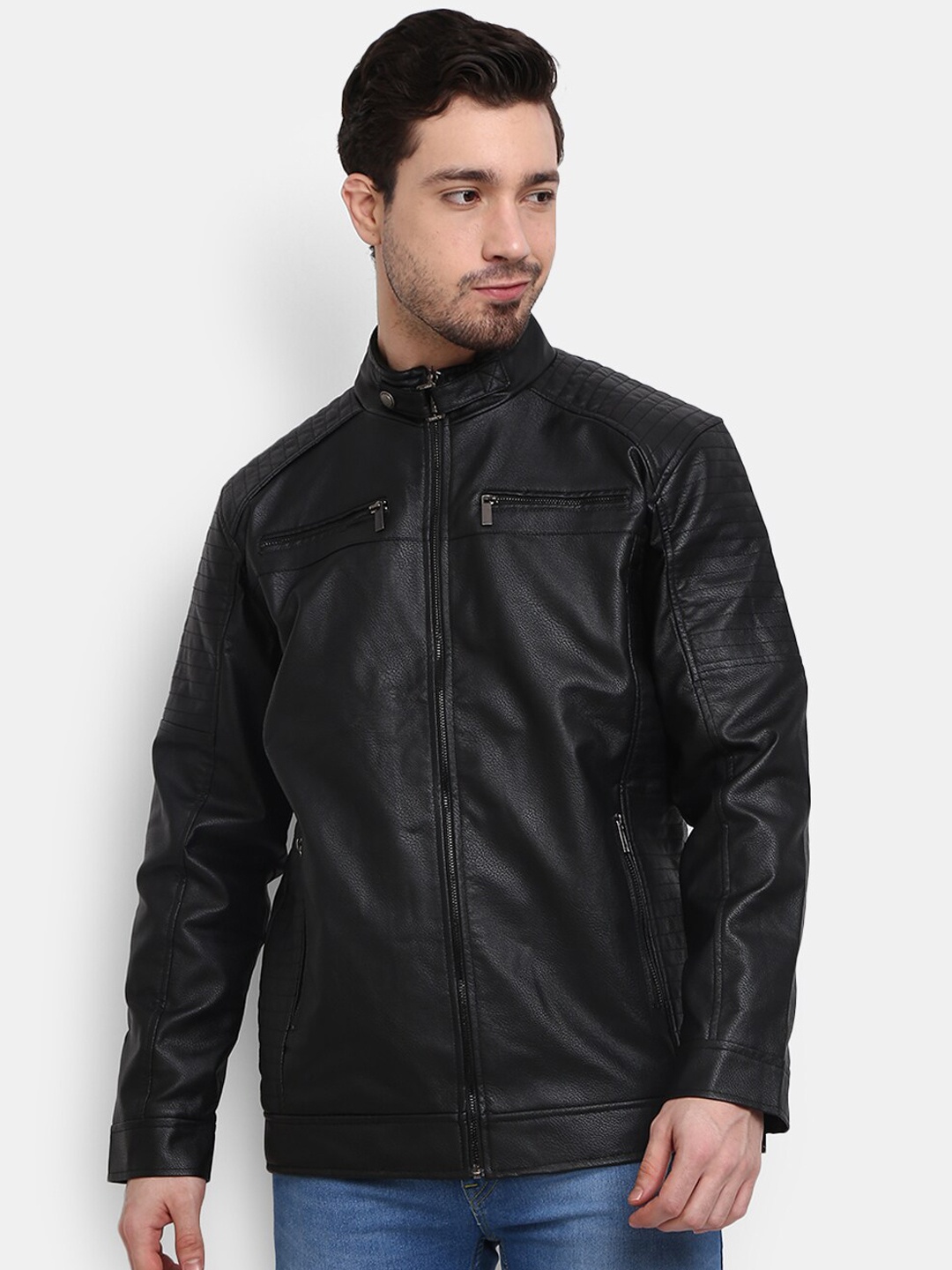 

V-Mart Men Black Lightweight Biker Jacket