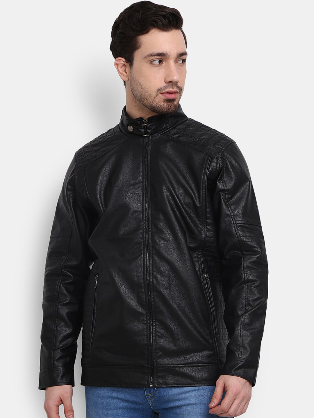 

V-Mart Men Black Lightweight Biker Jacket