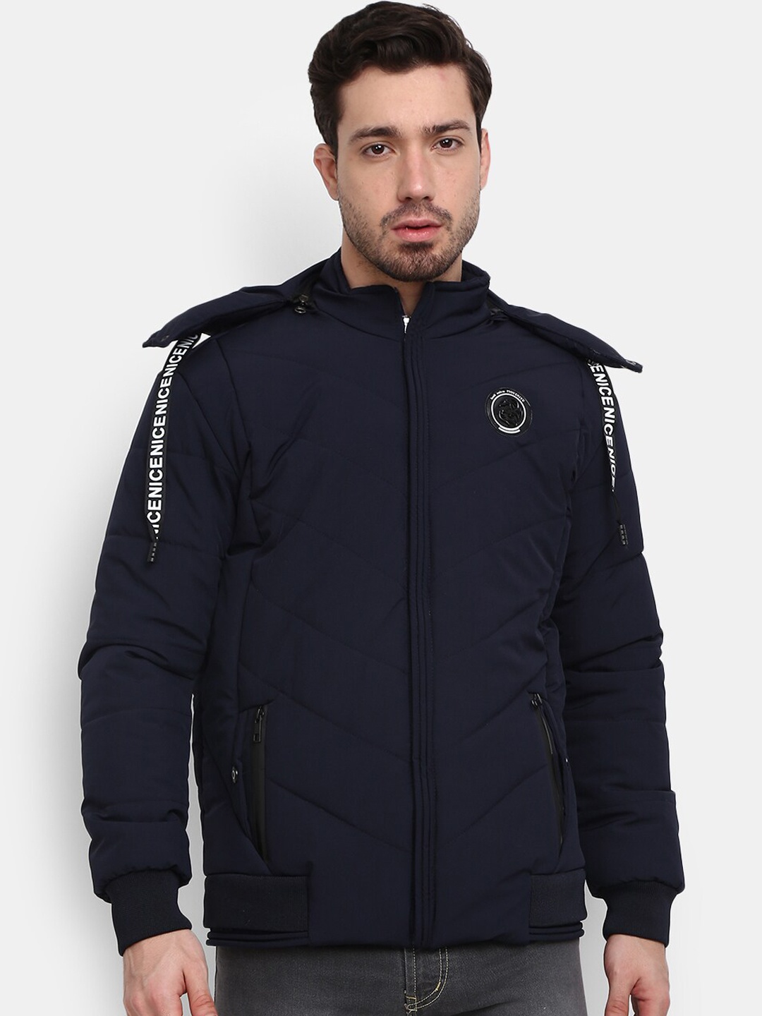

V-Mart Men Navy Blue Lightweight Longline Padded Jacket