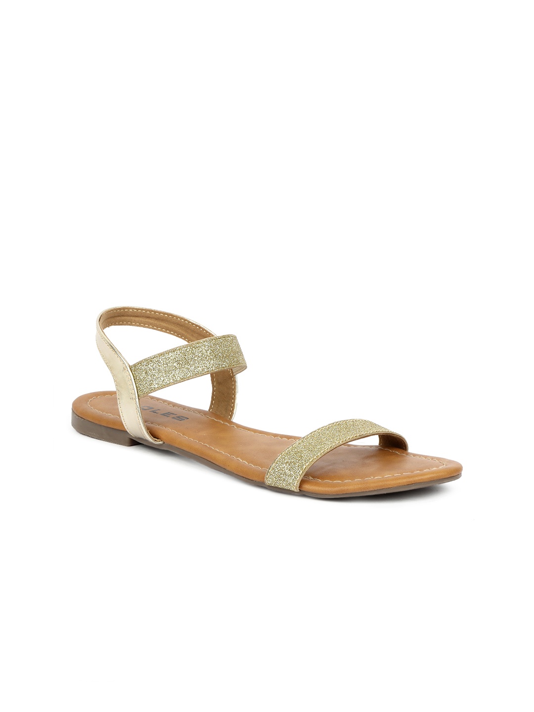 

SOLES Women Gold-Toned Embellished Open Toe Flats