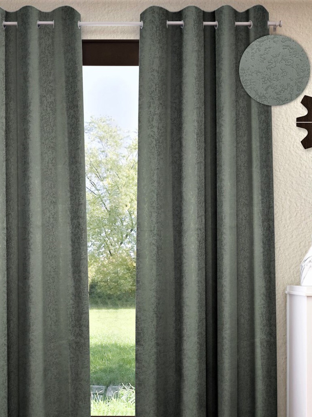 

Home Sizzler Grey Black Out Long Door Curtain