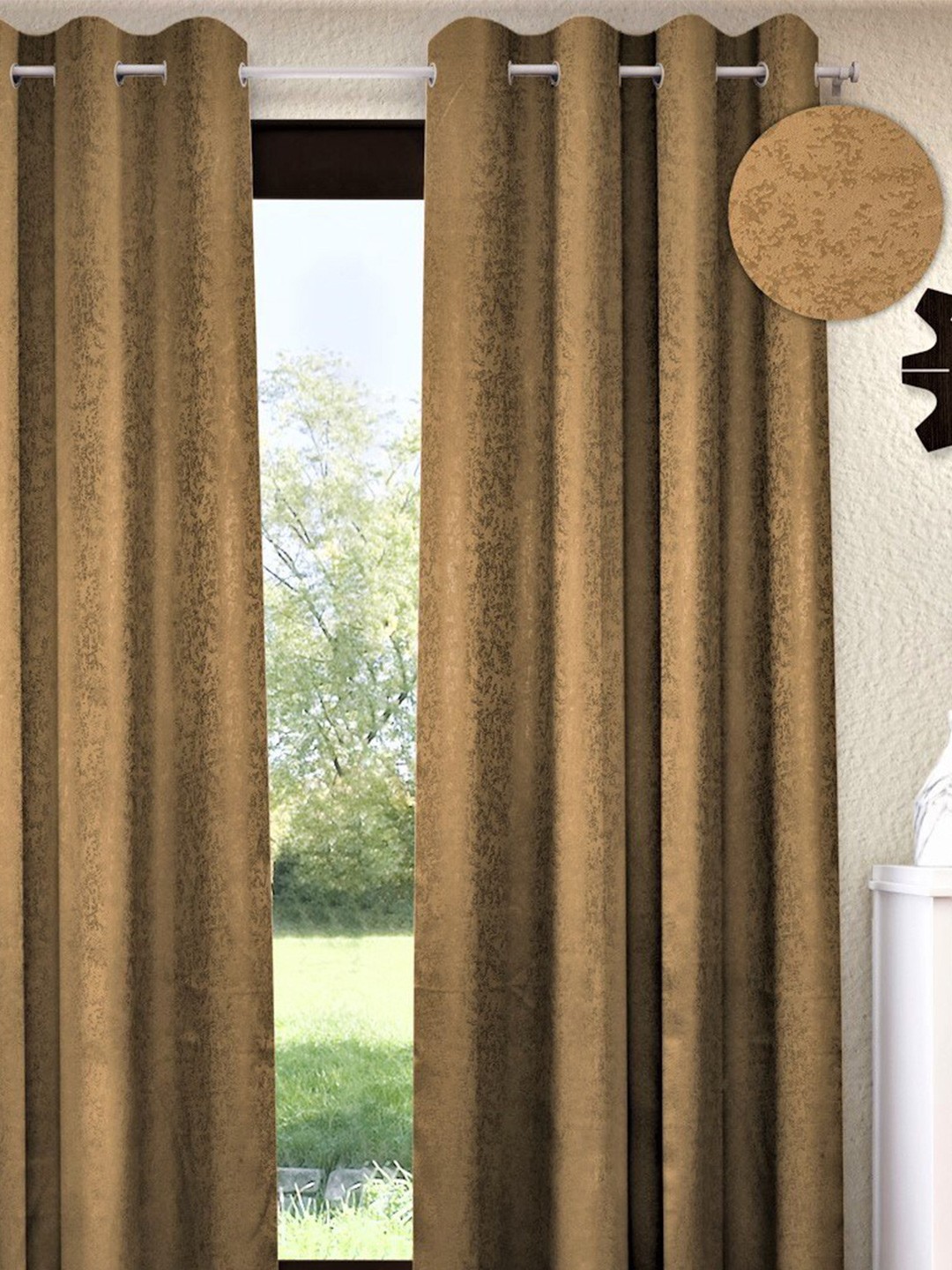 

Home Sizzler Beige Black Out Long Door Curtain