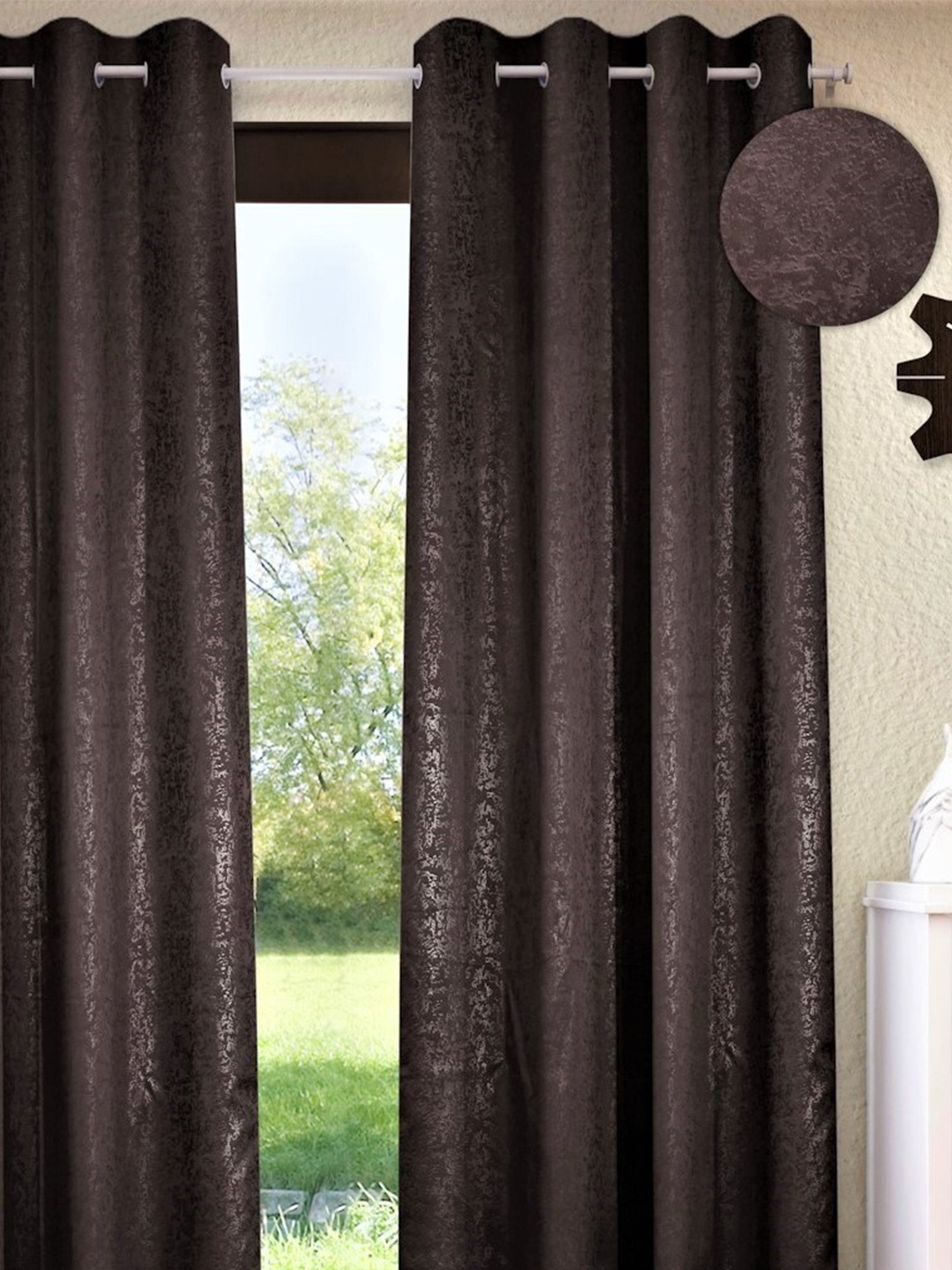 

Home Sizzler Brown Black Out Long Door Curtain