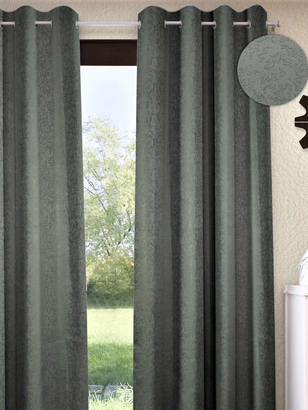 

Home Sizzler Grey Black Self Design Out Door Curtain
