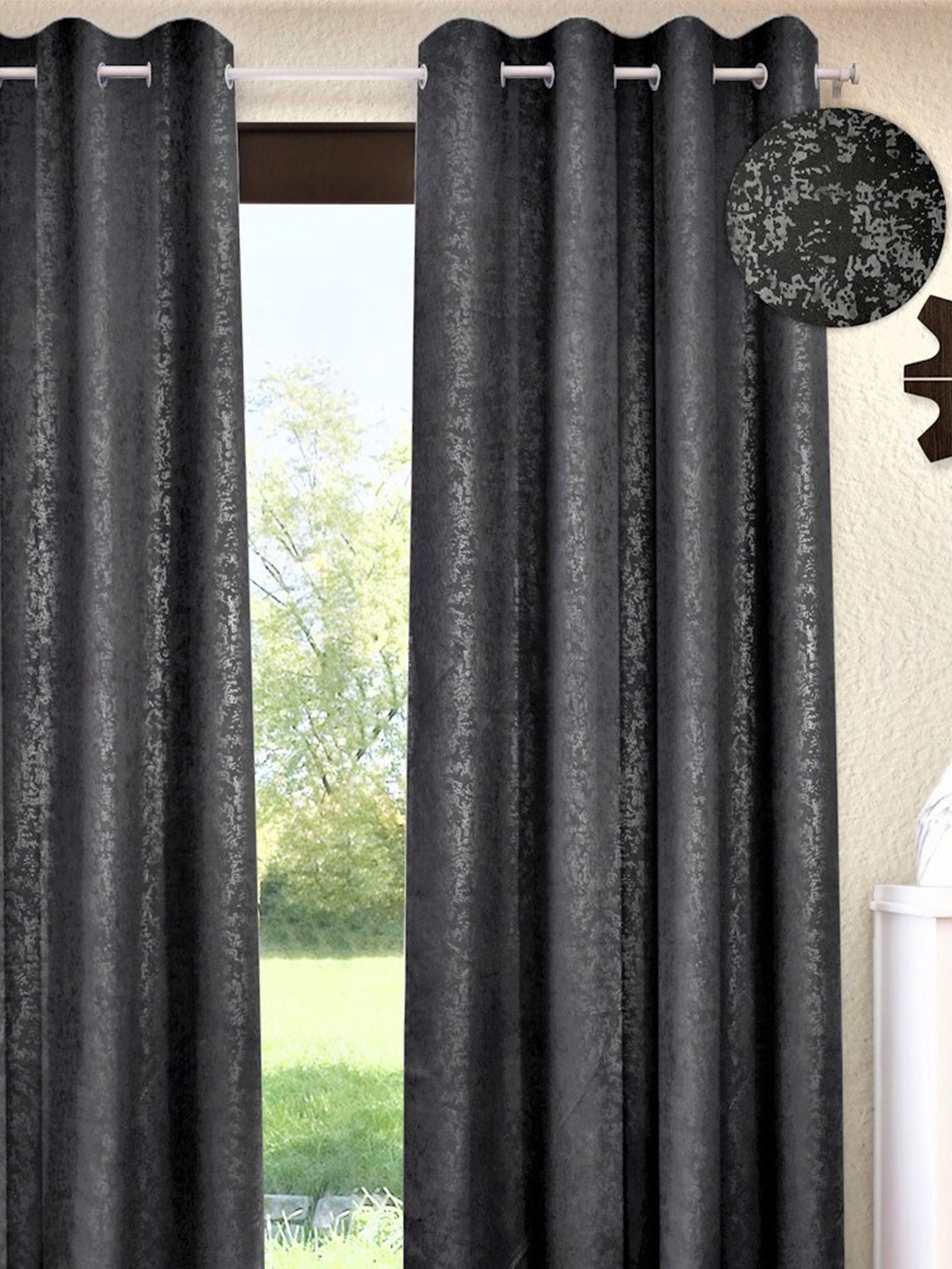 

Home Sizzler Black Black Out Window Curtain