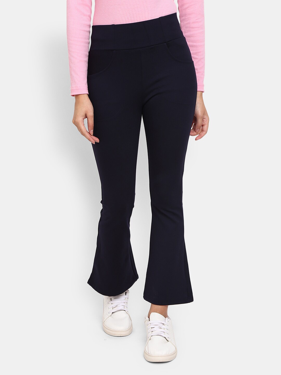 

V-Mart Women Navy Blue Cotton Flared Jeggings