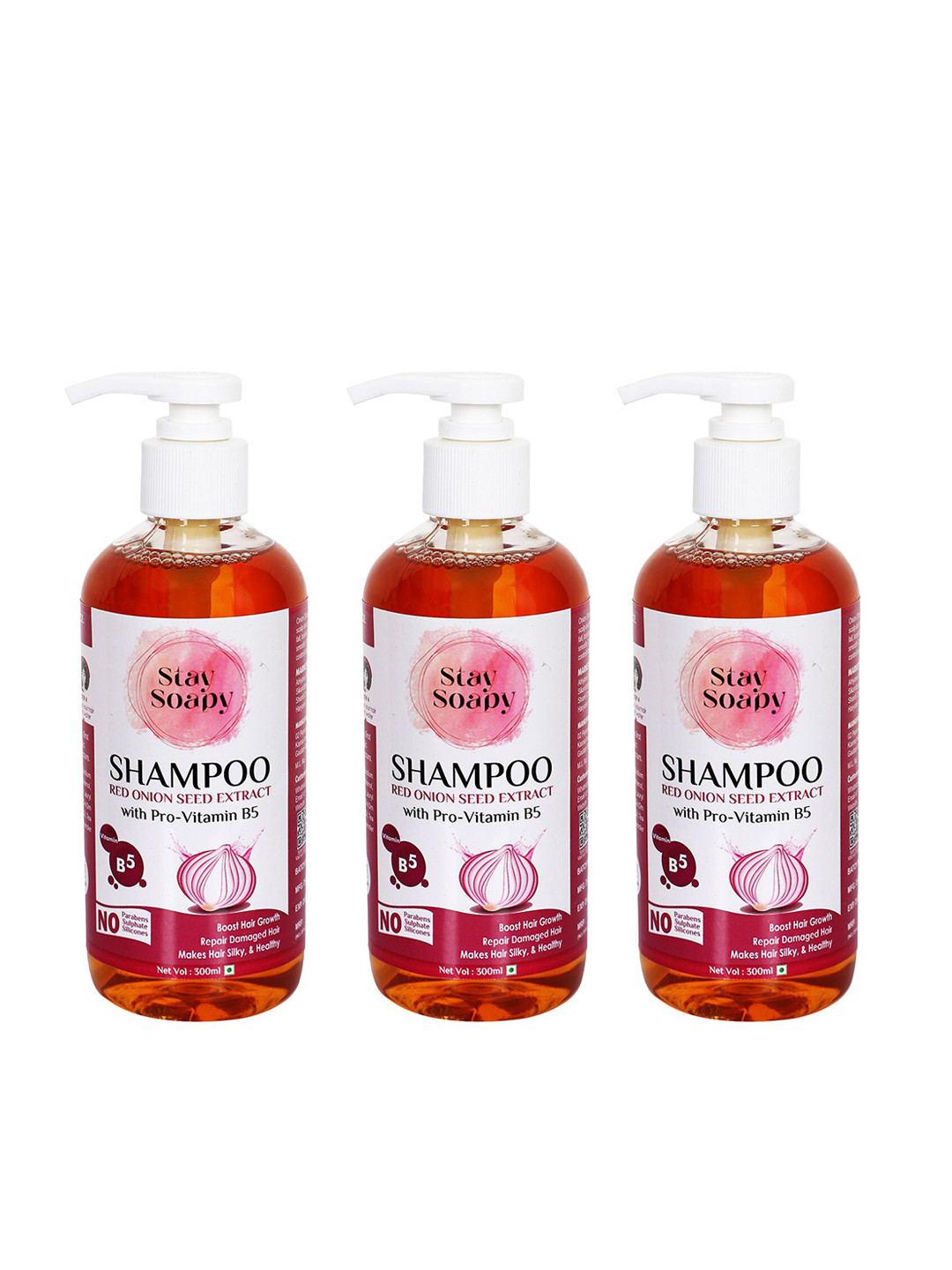 

Stay Soapy Set Of 3 Red Onion Shampoo 300ml Each